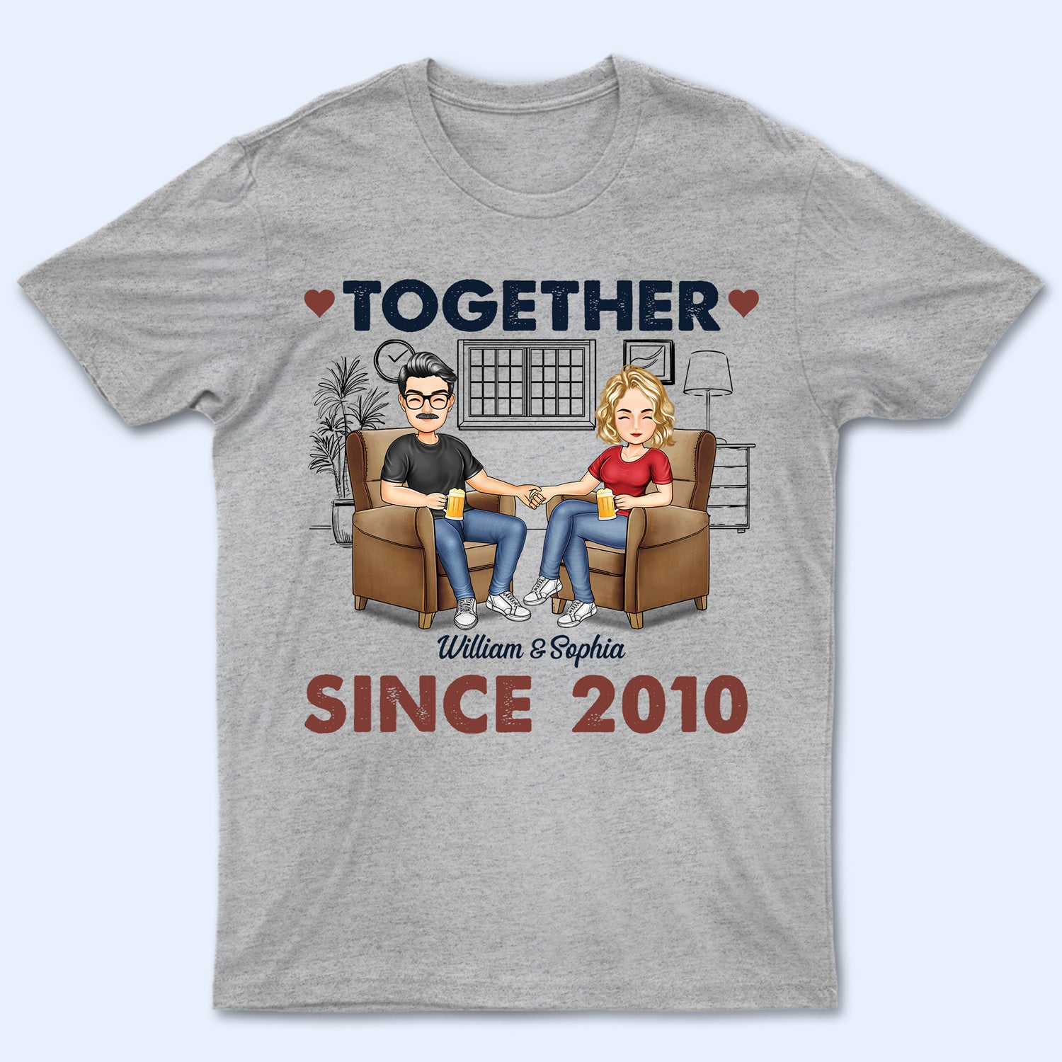 Together Since - Anniversary, Birthday Gift For Spouse, Lover, Husband, Wife, Boyfriend, Girlfriend, Couple - Personalized Custom T Shirt