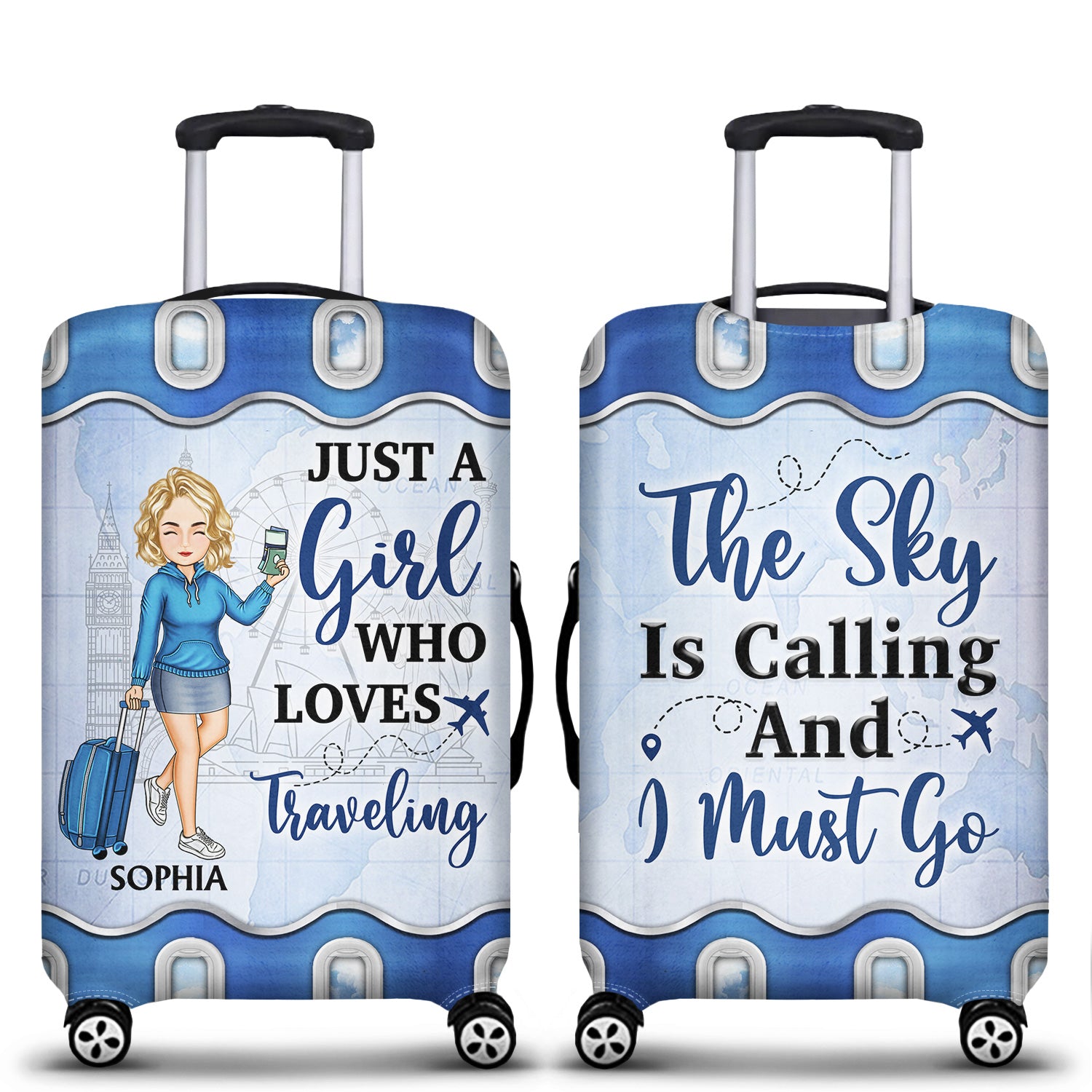 Just A Girl Boy Who Loves Traveling Cruising - Birthday Gift For Him, Her, Kid, Friends, Family, Trippin', Vacation Lovers - Personalized Custom Luggage Cover