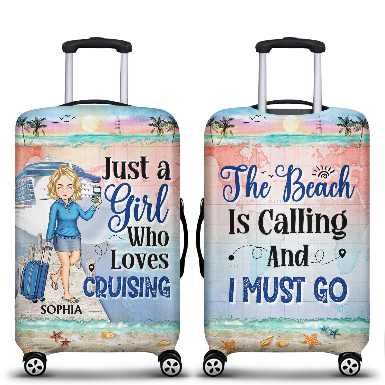 Just A Girl Boy Who Loves Cruising - Birthday Gift For Him, Her, Kid, Friends, Family, Trippin‘, Vacation, Beach, Sea, Travel Lovers - Personalized Custom Luggage Cover