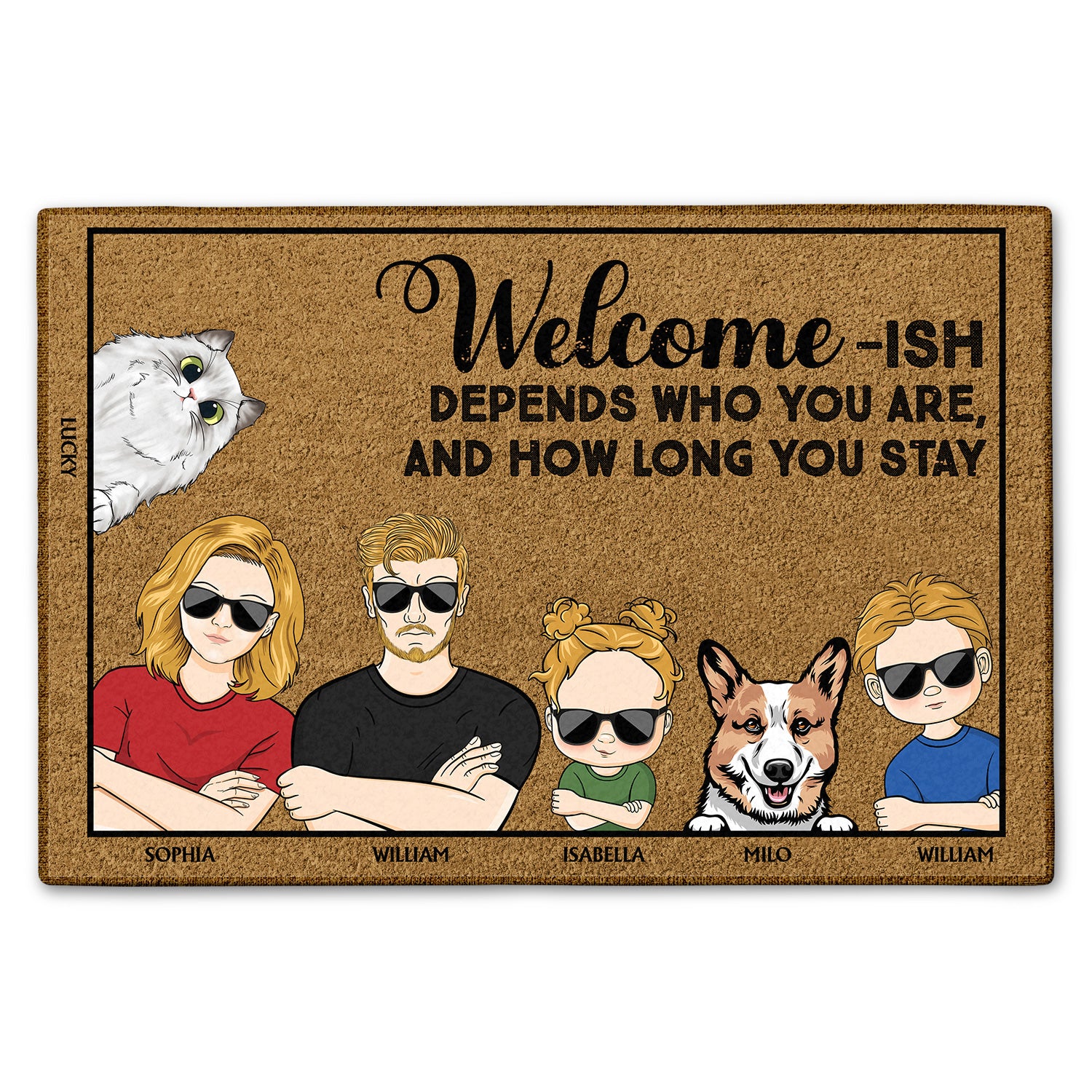Welcome Ish Depends Who You Are Couples Family Cats Dogs - Home Decor, Birthday, Housewarming Gift For Family - Personalized Custom Doormat
