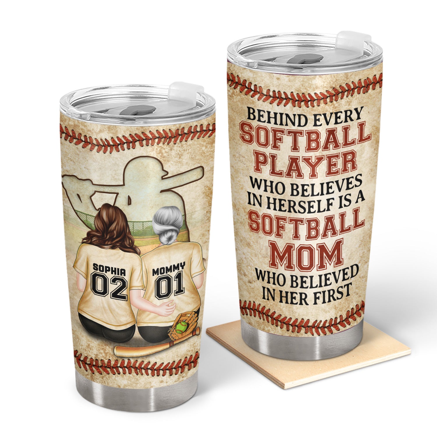 Every Softball Player Who Believes In Old Mom - Birthday, Loving Gift For Sport Fan, Mom, Mother - Personalized Custom Tumbler