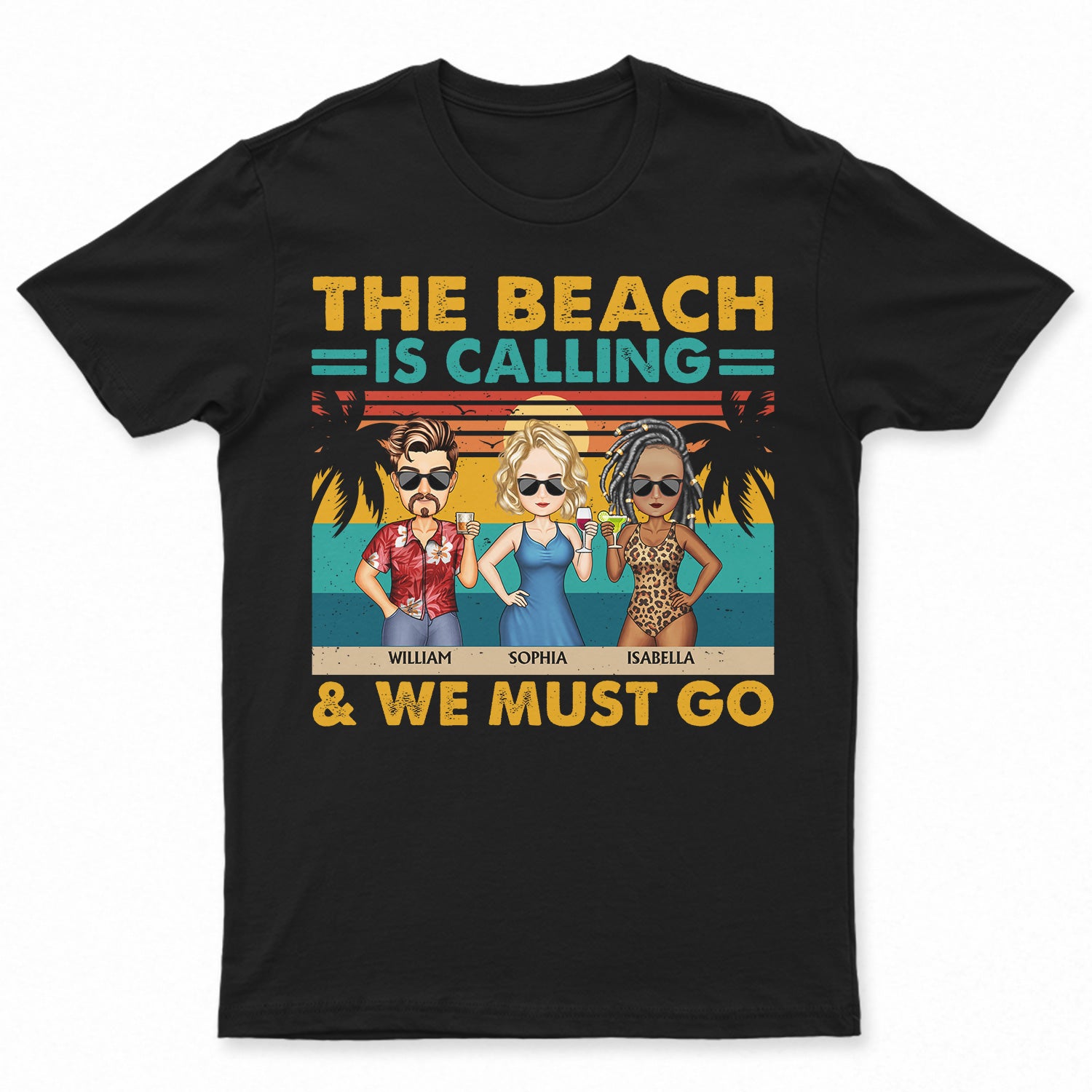 The Beach Is Calling And We Must Go Vintage - Vacation, Anniversary, Birthday Gift For Besties, Best Friends - Personalized Custom T Shirt