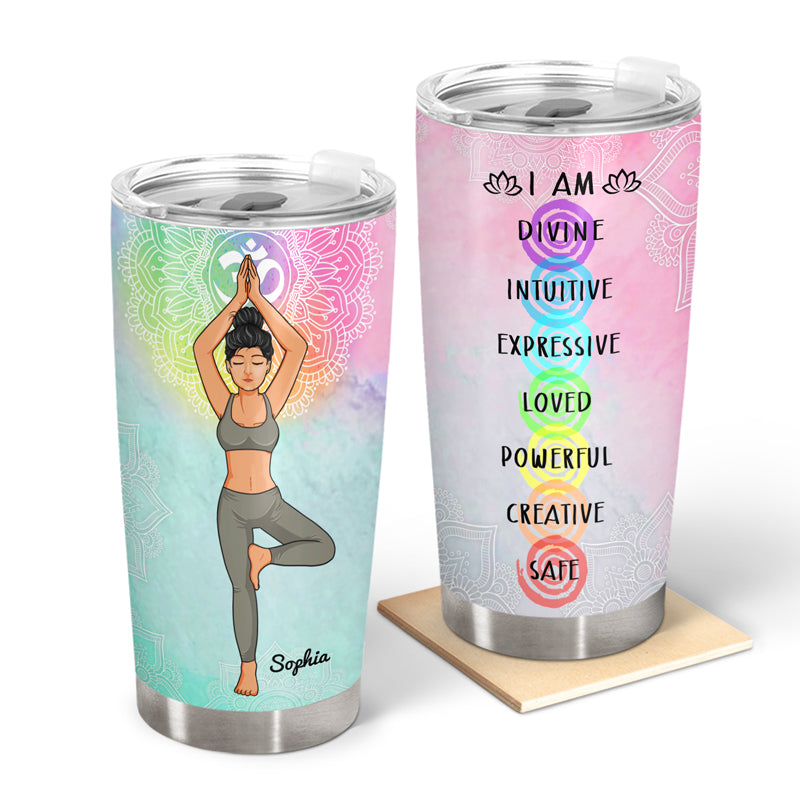 I Am Divine Intuitive Expressive Loved - Gift For Yoga Lovers - Personalized Custom Tumbler