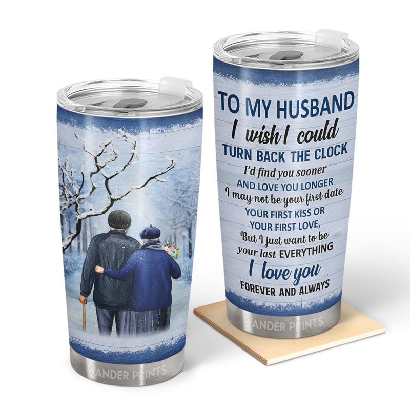 Wander Prints Couple Gifts, Birthday Gifts, Anniversary Gift, Grandparents Day Gifts - I Wish I Could Turn Back The Clock Winter, Old Couple Gift, Custom Tumbler, Travel Cup, Insulated 20oz Tumbler