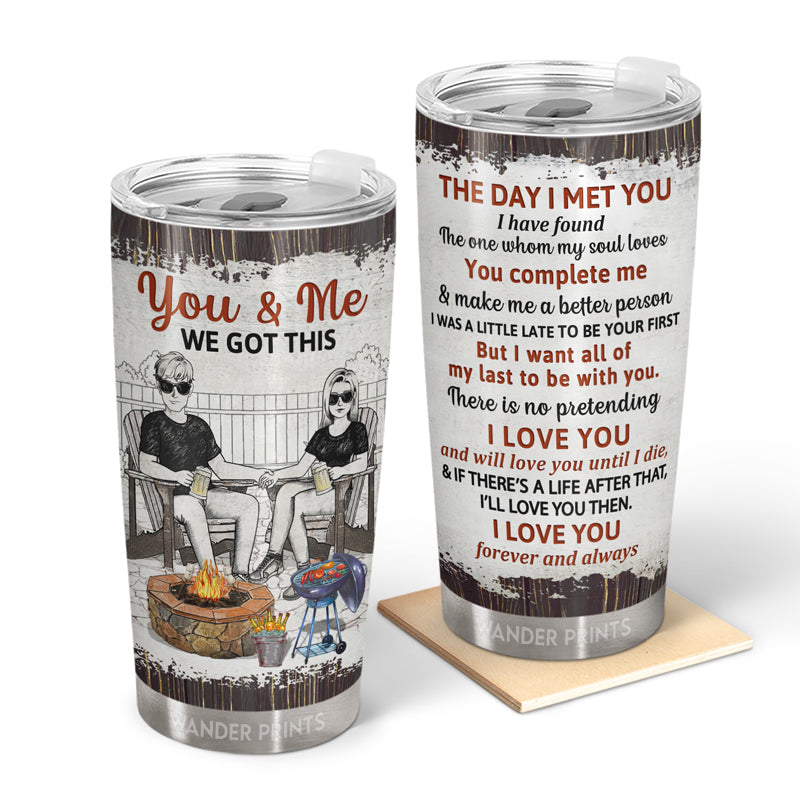 Wander Prints Couple Gifts, Birthday Gifts, Anniversary Gift, Family Day Gifts - Grilling Backyard Family Couple Husband And Wife The Day I Met You Tumbler - Custom Tumbler, Travel Cup, Insulated 20oz Tumbler