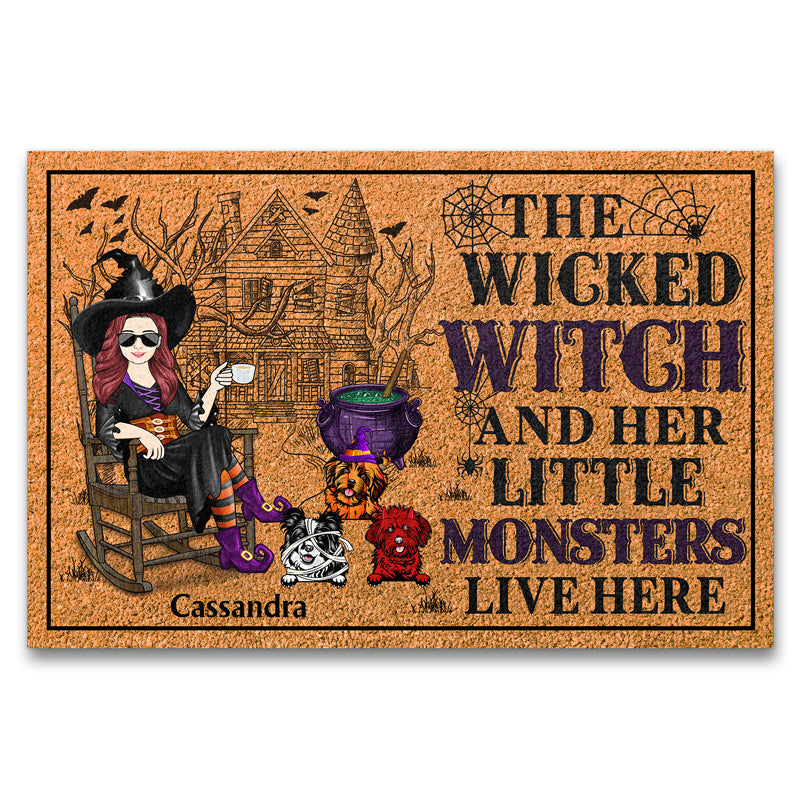 The Wicked Witch And Her Little Monsters Live Here - Gift For Dog Lovers - Personalized Custom Doormat
