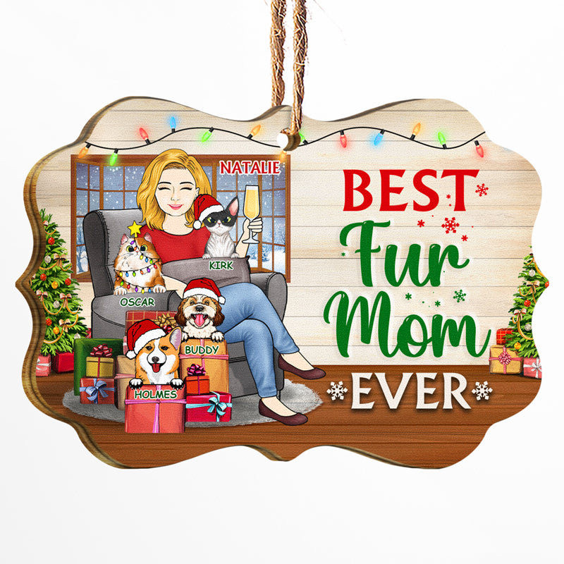 Thank You Best Fur Mom Ever - Christmas Gift For Dog, Cat Lovers - Personalized Custom Wooden Ornament
