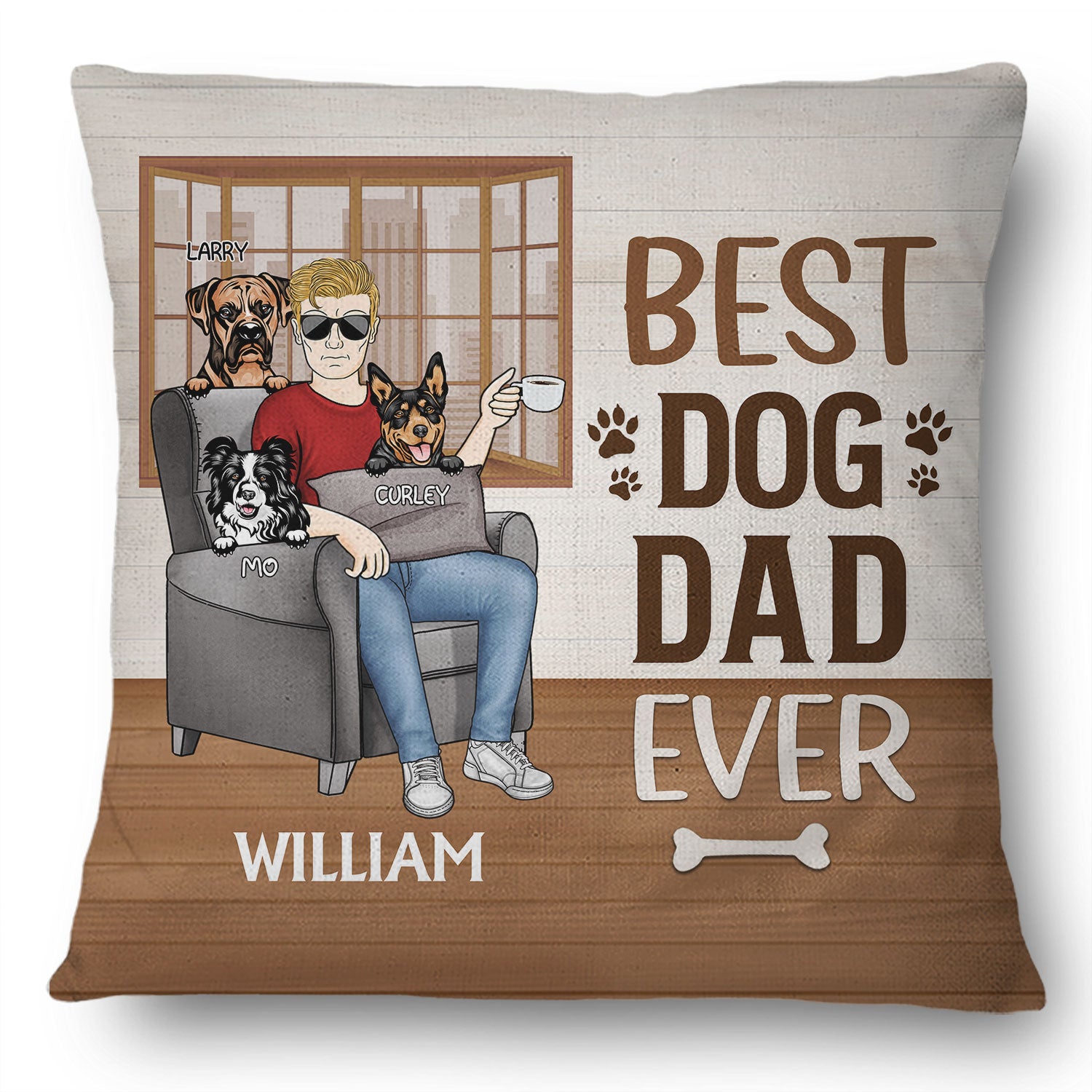 Thank You Best Dog Dad Ever - Pet Lover Father Gift - Personalized Custom Pillow