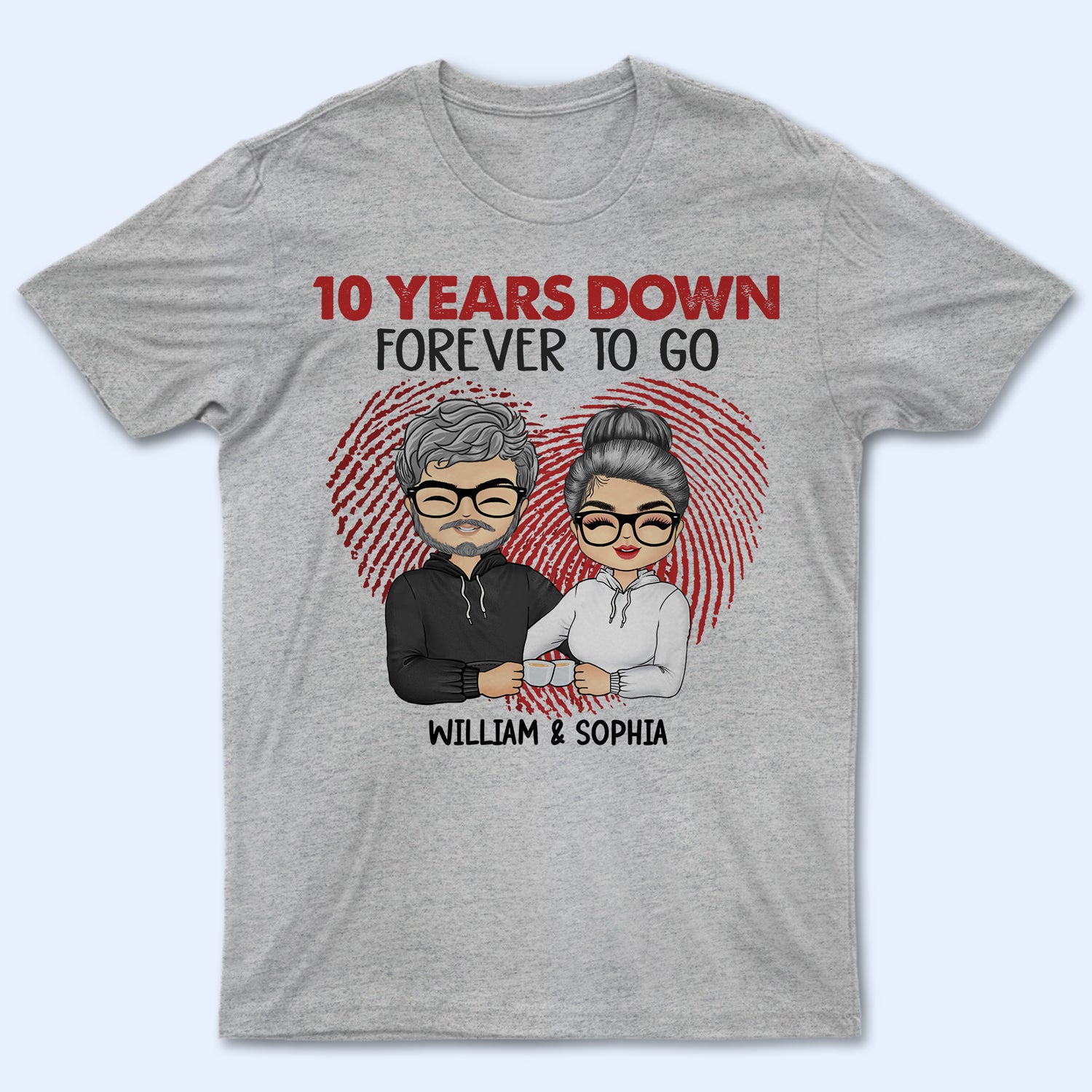 Years Down Forever To Go Couples - Gift For Wife Husband - Personalized Custom T Shirt