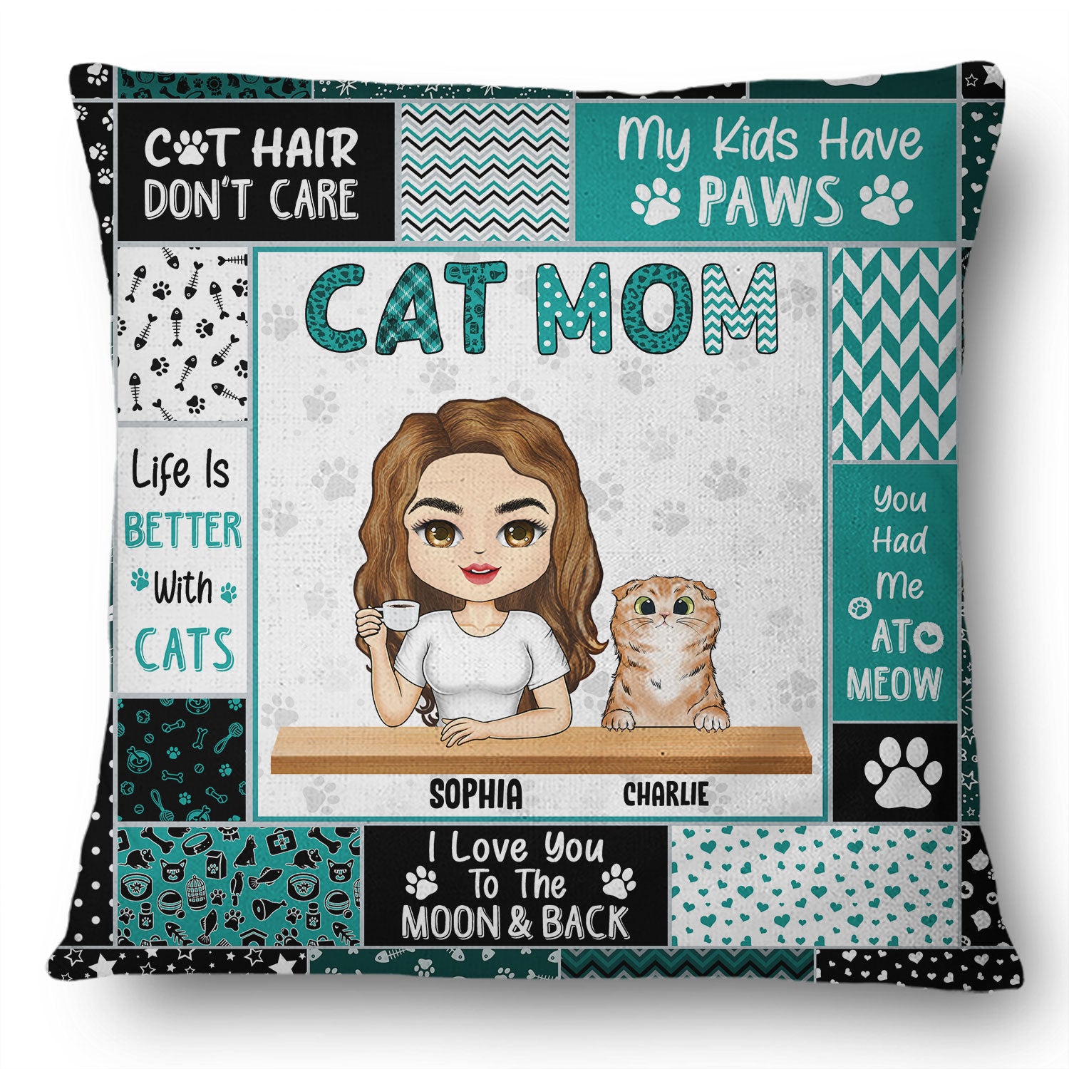 Cat Mom, Cat Dad - Birthday, Loving, Funny, Home Decor Gift For Cat Lover, Pet Owner - Personalized Custom Pillow