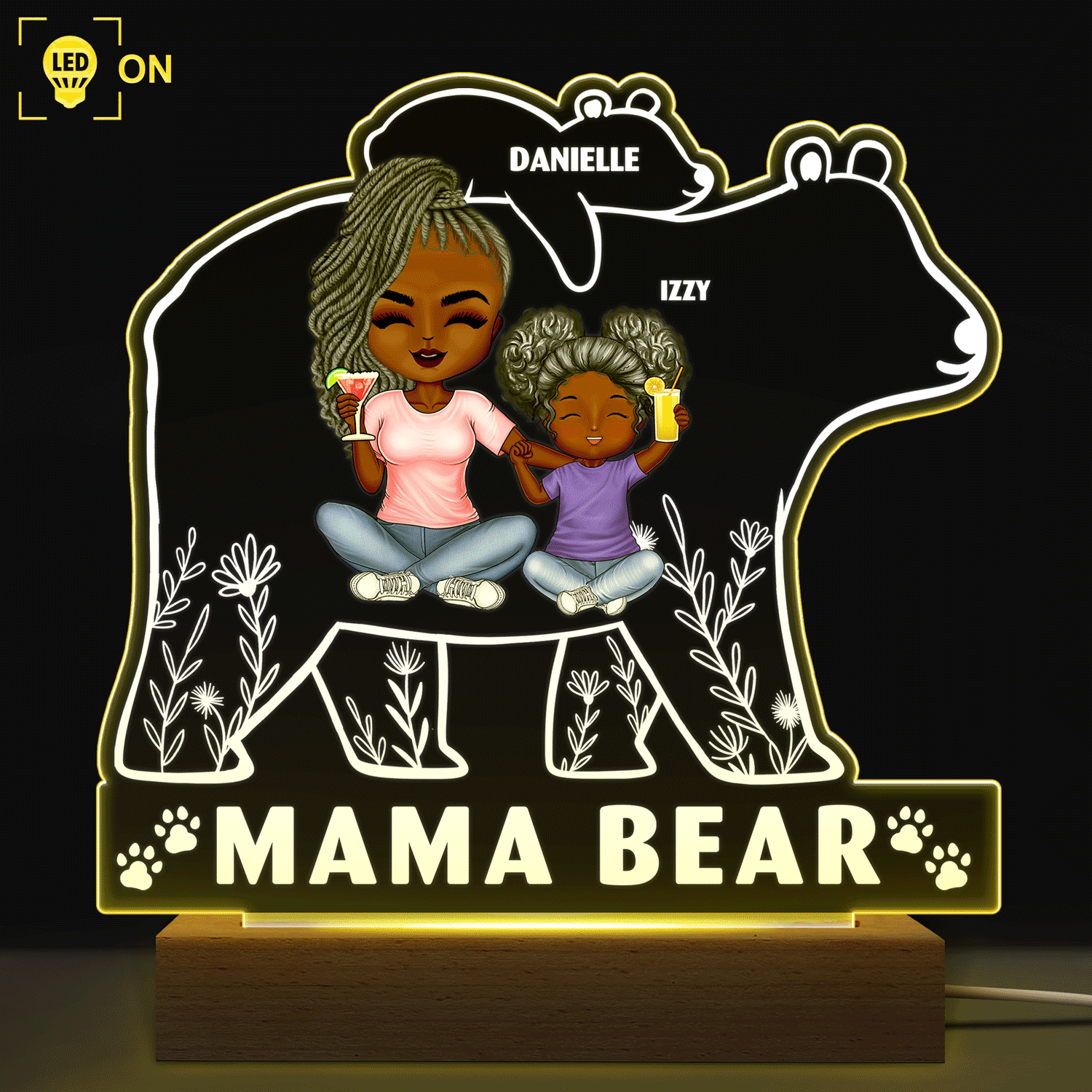 Mothers Day Gift, Personalized Mama Bear & Cubs Sign with Names - Up to 5  Cubs - 5 Colors & 6 Font Options & 2 Sizes, Custom Mama Bear Sign