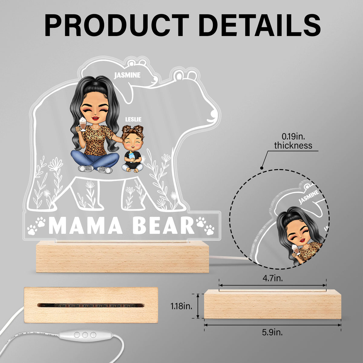 Mama Bear Gift Personalized Magnet for Mom or Grandma Gifts – Weathered  Raindrop