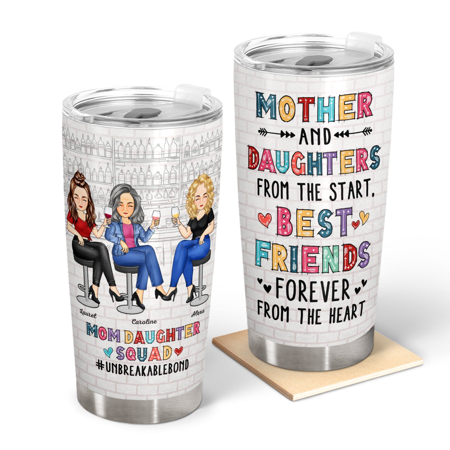 Mom Daughter Squad Unbreakable Bond - Birthday, Loving Gift For Mother, Mama, Grandma, Grandmother - Personalized Custom Tumbler