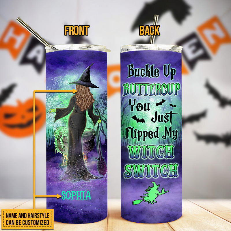 Witch Buckle Up Buttercup Custom Skinny Tumbler, Spirits Halloween, Witch Gift, Witchcraft, Woman Tumbler, Halloween Party Supplies