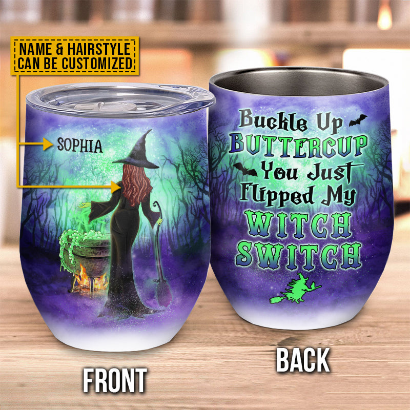 Witch Buckle Up Buttercup Custom Wine Tumbler, Spirits Halloween, Witch Gift, Witchcraft, Woman Tumbler, Halloween Party Supplies