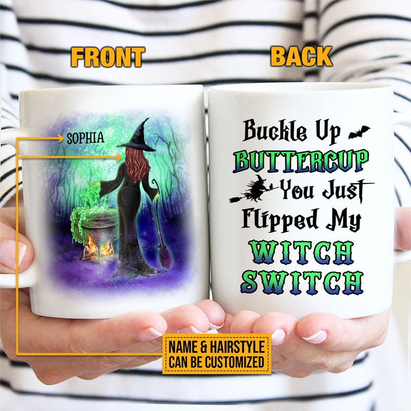 Witch Buckle Up Buttercup Custom Mug, Spirits Halloween, Witch Gift, Witchcraft, Woman Mug, Halloween Party Supplies