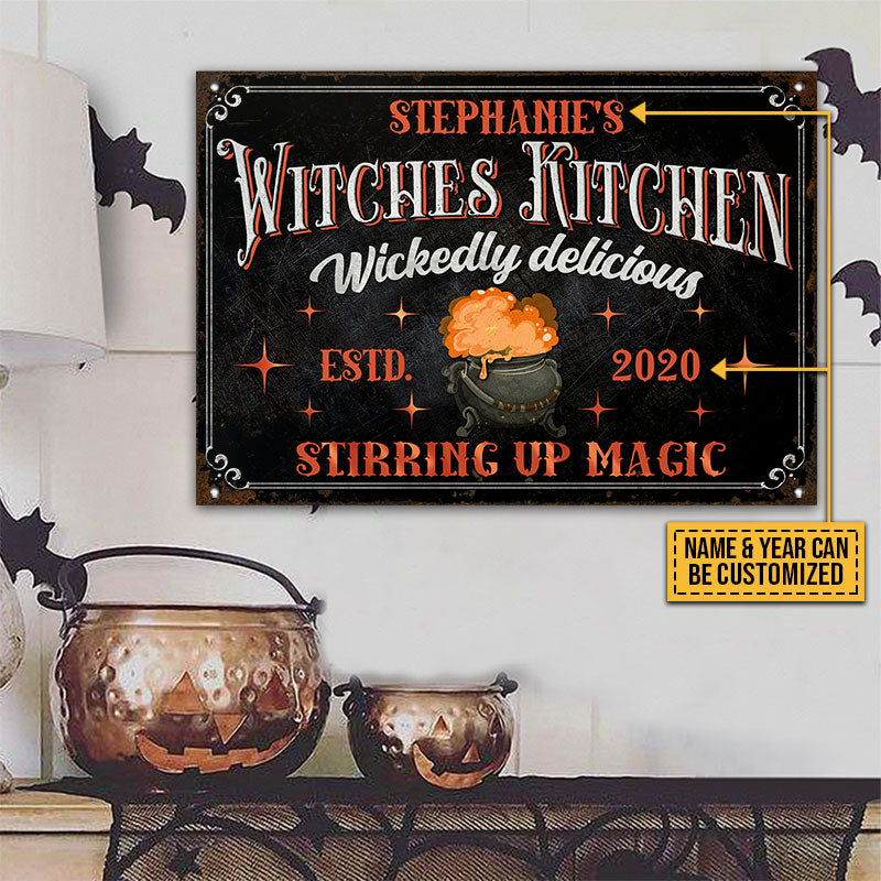 Witch Witches Kitchen Wickedly Delicious Custom Classic Metal Signs, Fall, Autumn, Witchery, Halloween Decor, Kitchen Decor