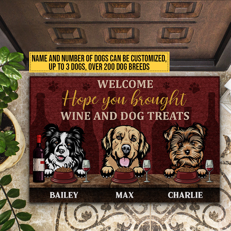 Hope You Brought Wine and Dog or Cat Custom Pet Doormat from