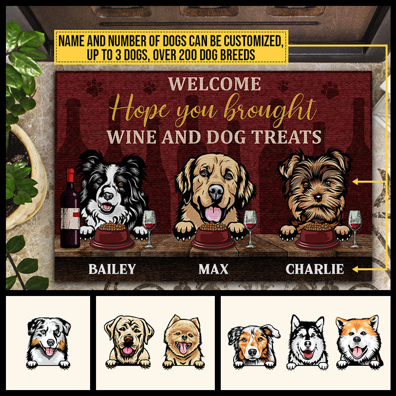 Custom Dog photo doormat, Hope you brought wine and dog treats