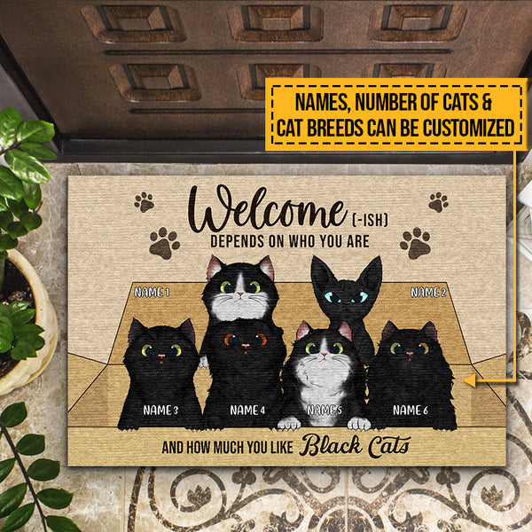 Vintage Black MDF Standing Cat Dog Welcome Sign Plaques With