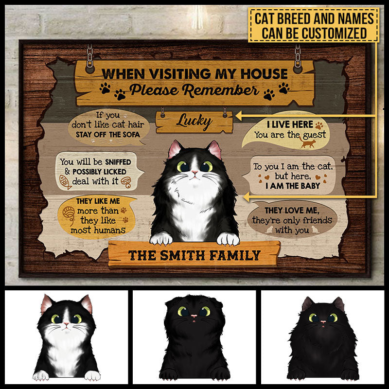 When Visiting My House Please Remember, Cat Lover Gift, Custom Poster