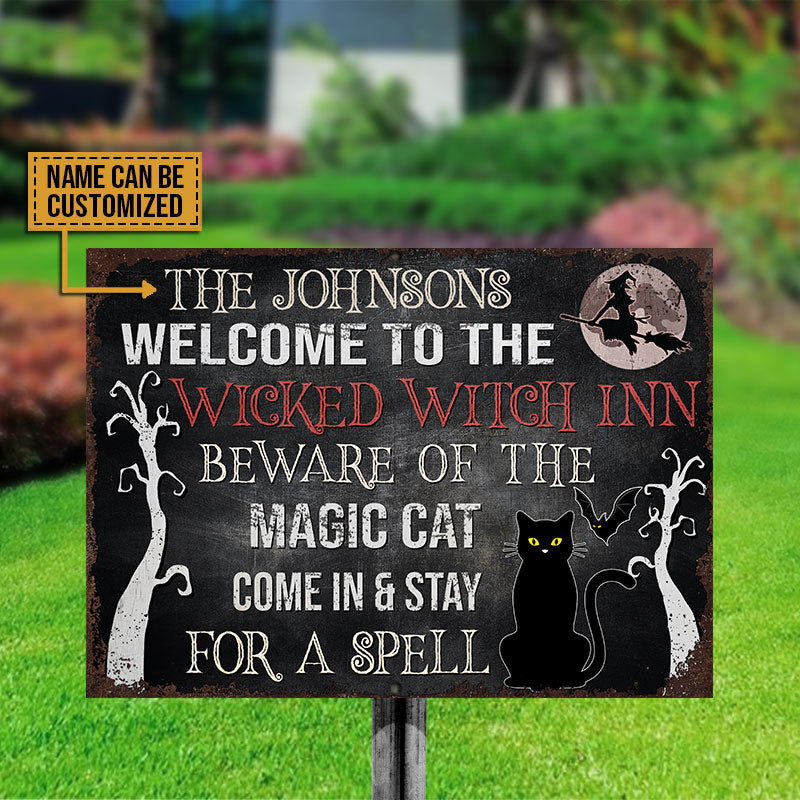 Witch Black Cat Staying For A Spell Custom Classic Metal Signs