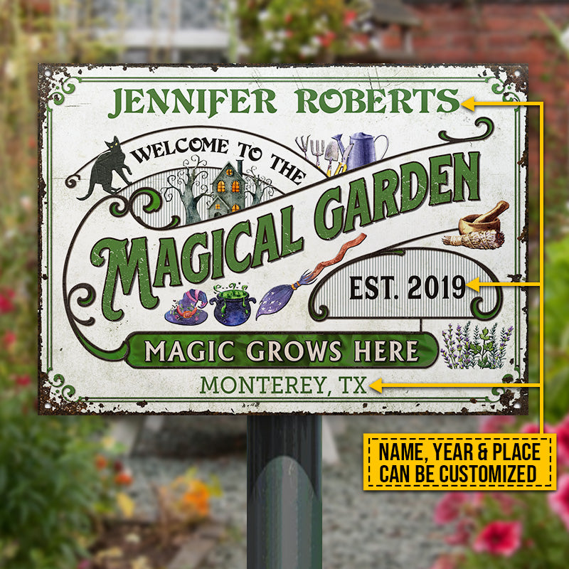 Witch Garden Magic Grows Here Custom Classic Metal Signs