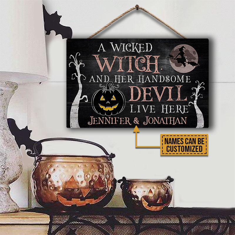 Witch Handsome Devil Custom Wood Rectangle Sign, Anniversary, Wall Pictures, Wall Art, Wall Decor