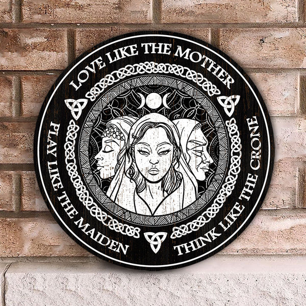 Mother Circle Crone Maiden Sign Wood Wander - Witch Prints™ Customized