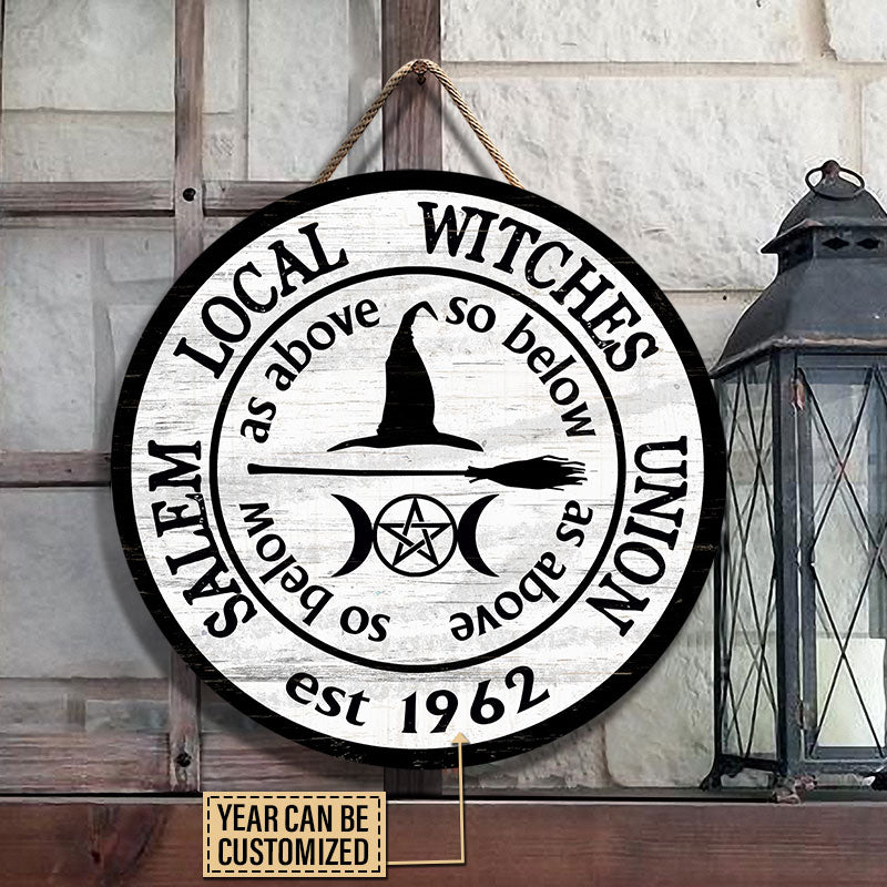 Personalized Witch Salem Local Witches Customized Wood Circle Sign