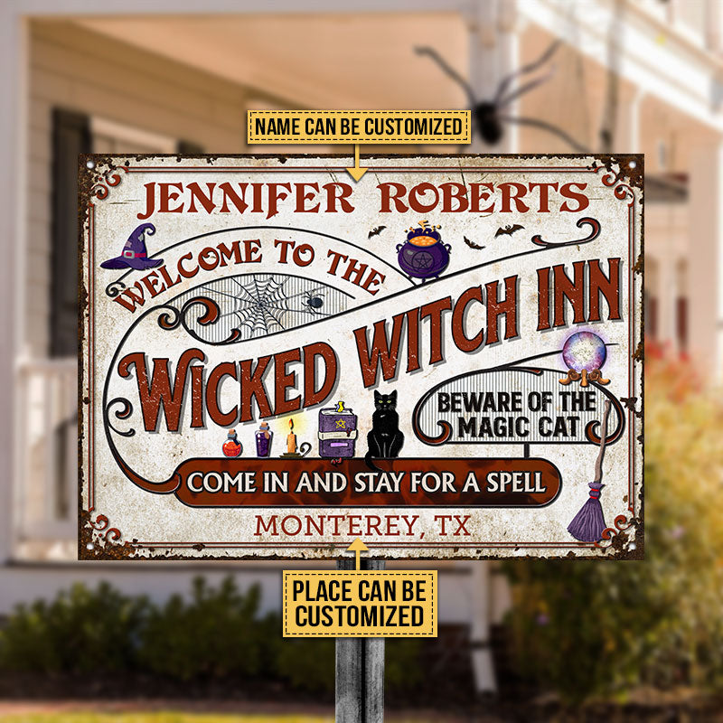 Witch Inn Black Cat Stay For A Spell Custom Classic Metal Signs