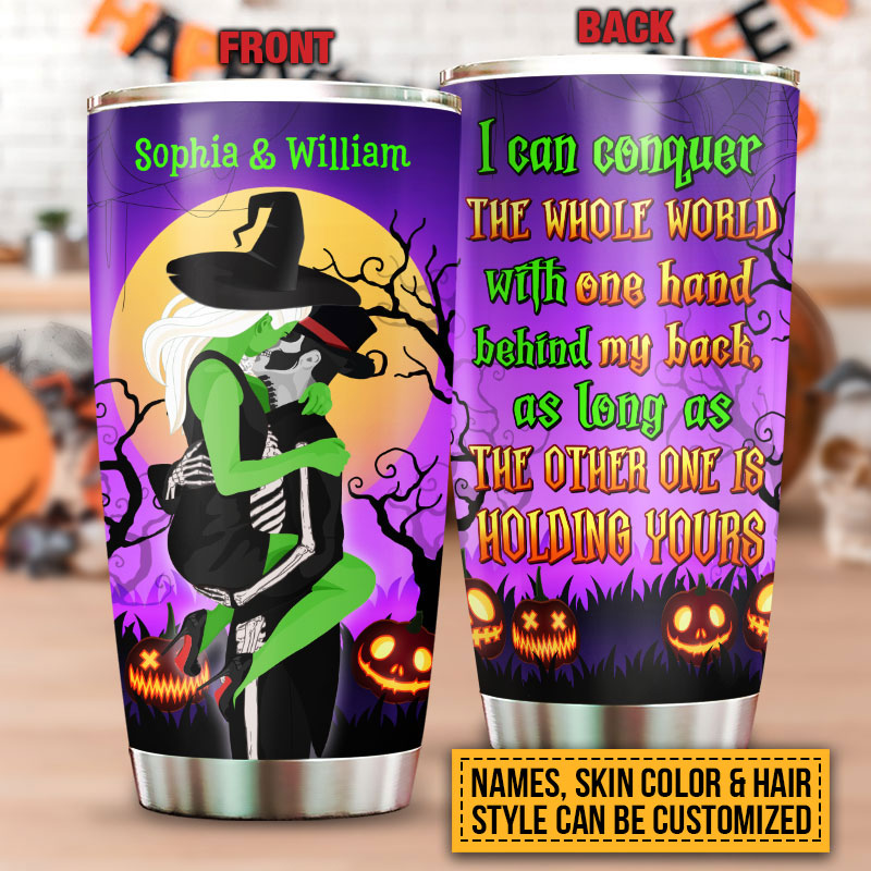 Witch, Witchy Couple, Wizard, Halloween Spell I Can Conquer World Custom Tumbler