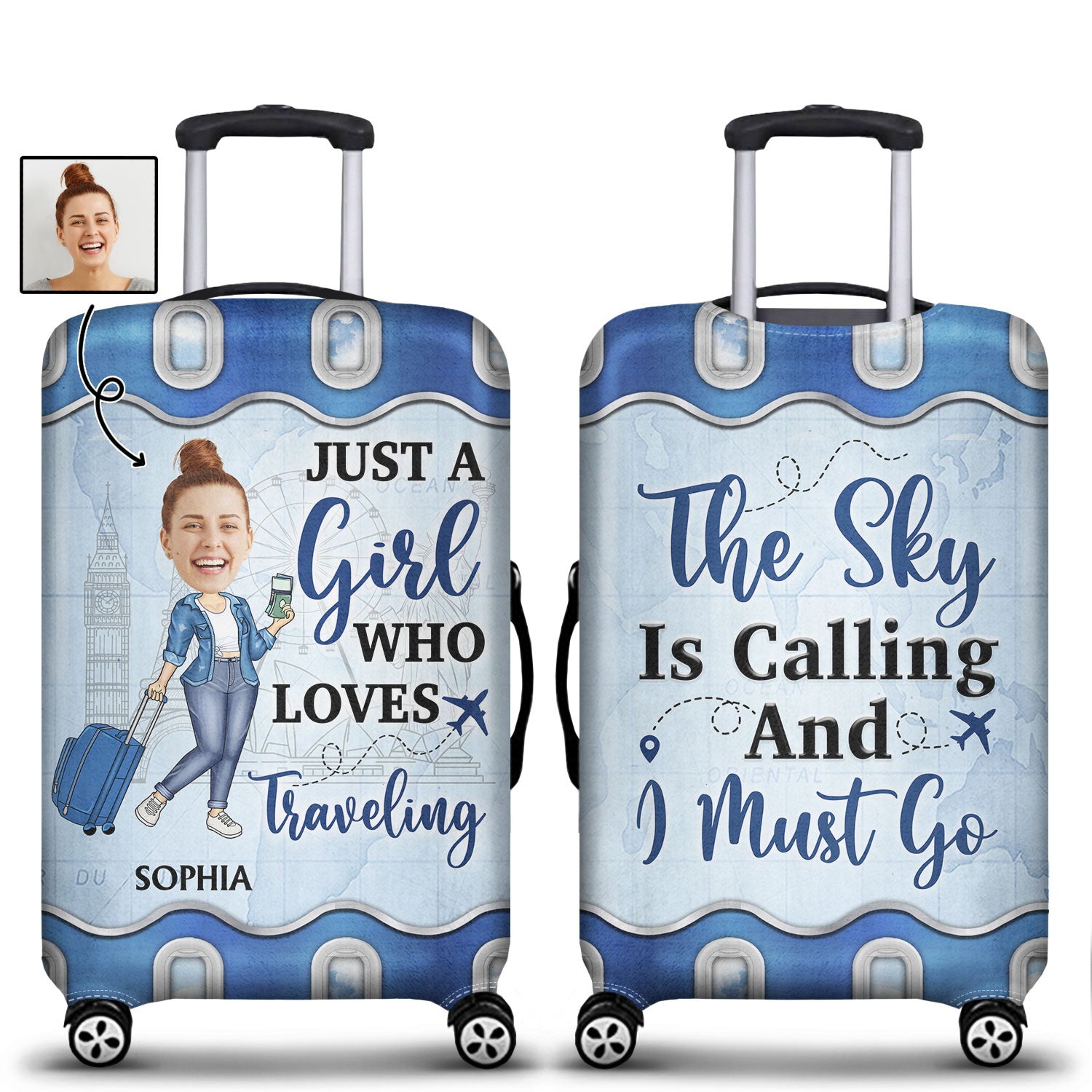 Custom Photo Just A Girl Boy Who Loves Traveling Cruising - Gift For Yourself, Travel Lovers - Personalized Custom Luggage Cover