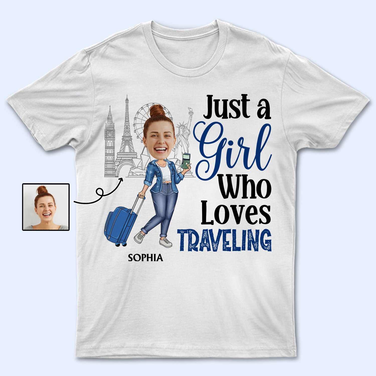 Custom Photo Just A Girl Boy Who Loves Traveling Cruising - Birthday Gift For Him, Her, Trippin', Vacation Lovers - Personalized Custom T Shirt