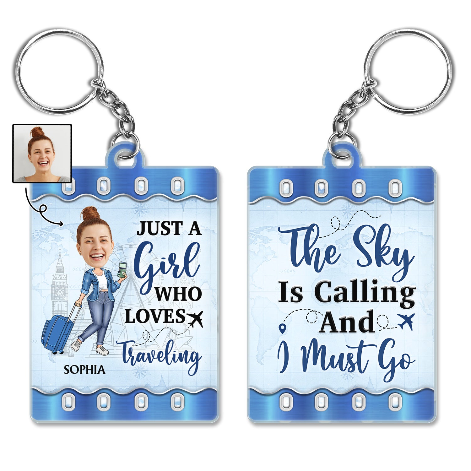 Custom Photo Just A Girl Boy Who Loves Traveling Cruising - Birthday Gift For Travel Lovers - Personalized Custom Acrylic Keychain