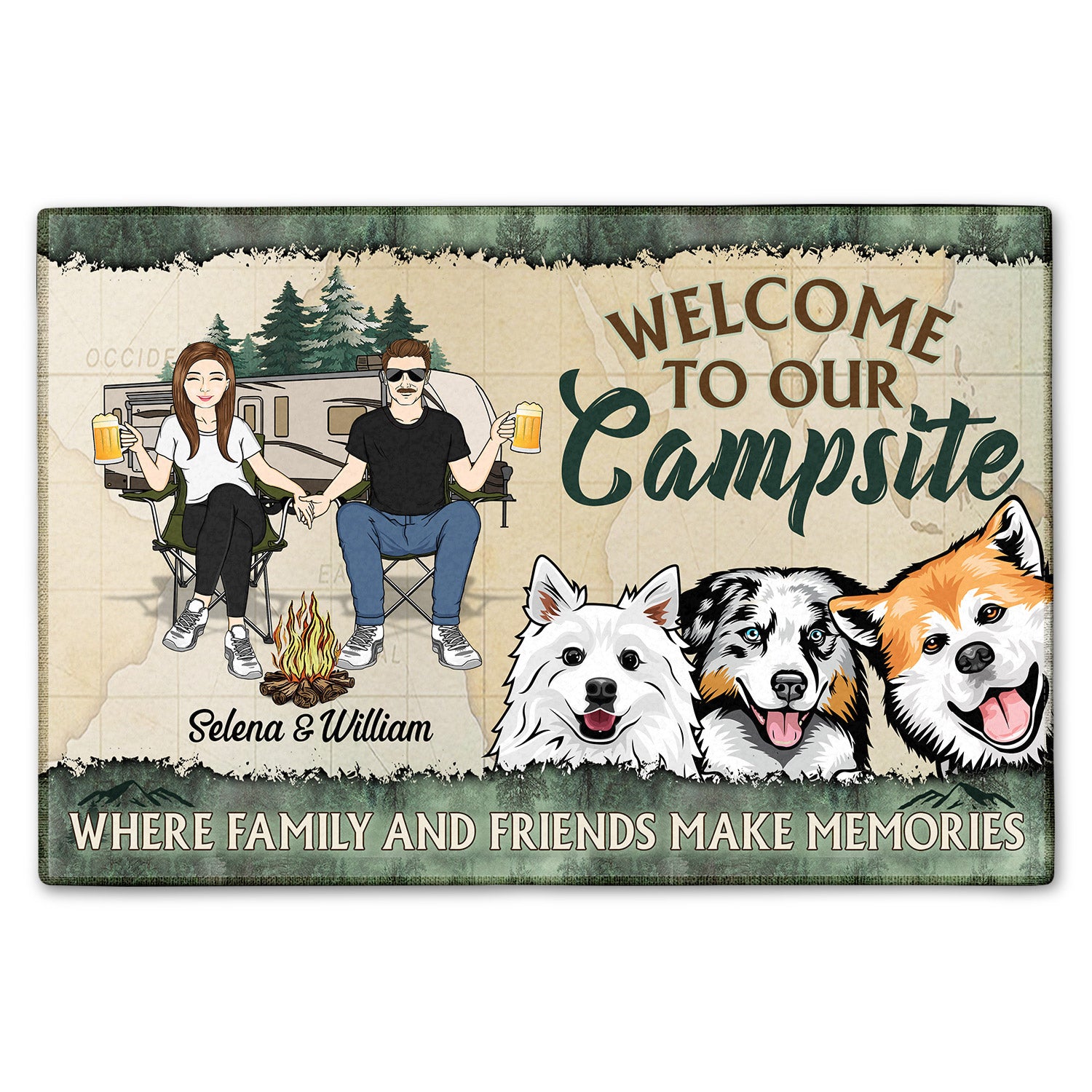 Where Family And Friends Make Memories - Gift For Pet, Camping Lovers, Campsite, Camping Decor, Couple, Family - Personalized Custom Doormat